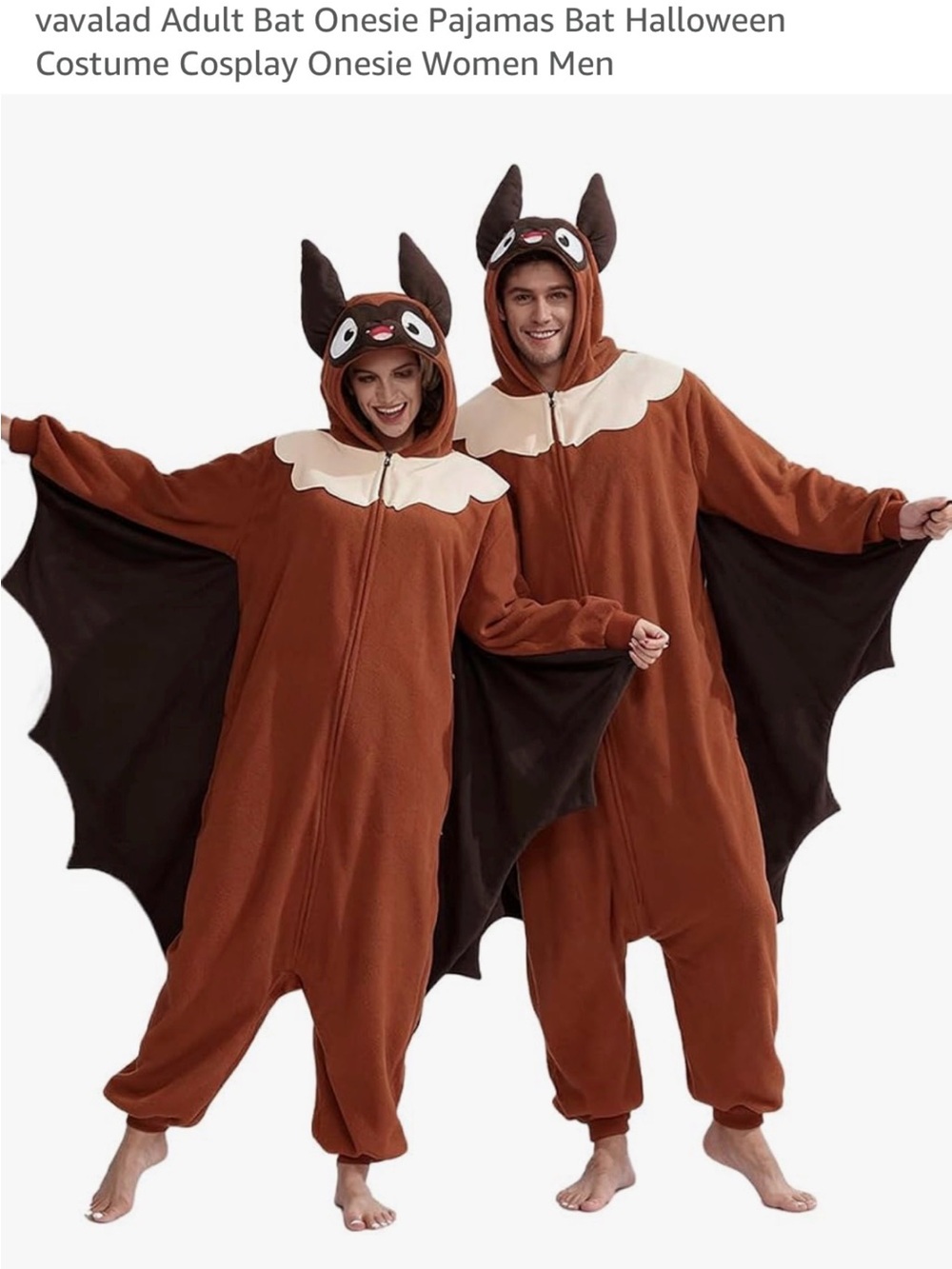 Bat Onesie Costume - Brown Bat Wing Pajamas